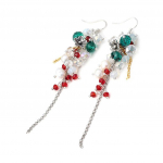 Les Tr&eacute;sors De Lily [K1073] - Boucles cr&eacute;ateur 'Mineralia' vert blanc rouge mitmev&auml;rviline