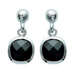 Les Tr&eacute;sors De Lily [K5884] - Boucles Argent 'Linda' noir argent&eacute; (rhodi&eacute;) - 13x6 mm must