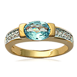 Bague Plaqu&eacute; Or 'Scarlett' topaze bleu dor&eacute; (5 microns) - 6x8 mm 52 t&uuml;rkiissinine