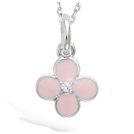 Les Tr&eacute;sors De Lily [N5335] - Pendentif argent 'Flora' rose (rhodi&eacute;) - 9 mm h&otilde;be