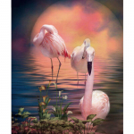 Teemanttikandid p&auml;ikeseloojang Flamingo isetehtud teemantmaal Ristpistega dekoor Teemantmosaiik kodukink 20X30CM