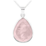 Les Tr&eacute;sors De Lily [R1022] - Collier argent artisanal 'Mineralia' quartz rose argent&eacute; - 18x14 mm Heleroosa