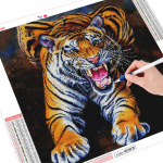 5D Teemantmaal, T&auml;is&uuml;mmargune loom, DIY Teemantkunst Tikand Tiiger K&auml;sitsi valmistatud 30x30CM
