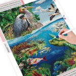 Teemantmaaling Maastik ookean Teemanttikandid Loomad T&auml;ispuuritud ruut Teemantmosaiik 20X30CM