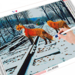 5D DIY Teemanttikandid Fox Rhinestone Kit Full Drill Uus Saabumine Teemantmaaling Loomade Mosaiik Talvine sisekujundus koduks Full Round (20X30CM)