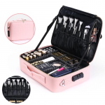 Kvaliteetne multifunktsionaalne PU-kosmeetikakott kosmeetikatoodete hoidmiseks Kahekihiline kaasaskantav kosmeetikakohver S roosa