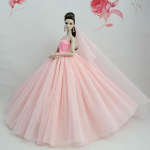 Heleroosa nukukleit Barbie-nuku riided Vestidoes pika sabaga &otilde;htukleit pulmakleit + loor 1/6 nukutarvikud roosa