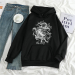 Gooti Dragon Print Hoodies Naiste Harajuku Vintage kapuutsiga dressipluus Suurem&otilde;&otilde;tmeline t&auml;navariietus y2k Casual Talvine S&uuml;gismantel Grunge S must