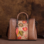 Johnature mitmek&uuml;lgne k&auml;ekott Ehtsast nahast naiste kott Vintage k&auml;sitsi valmistatud reljeefsed loodusest veisenahast &otilde;lakottid kohv