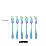 Mitmev&auml;rvilised lauan&otilde;ud roostevabast terasest s&ouml;&ouml;giriistad koduk&ouml;&ouml;k vikerkaar s&ouml;&ouml;gin&otilde;ud kahvel lusikas nuga s&ouml;&ouml;giriistade komplekt Dropshipping 6pcs tea fork mitmev&auml;rviline
