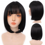 Naiste parukas s&uuml;nteetilised segatud blondid pruunid l&uuml;hikesed parukad Naturaalsed l&uuml;hikesed sirged bob-soeng kuumakindlad juuksed 35CM nagu n&auml;idatud v&auml;rv