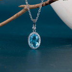 Bella Box Novel Disainitud Naiste Kaelakee Ovaalne Taevasinine Kuubiktsirkooniumoksiid Unikaalsed aksessuaarid Peo jaoks Fancy Girl Statement Ehted 45cm sinine