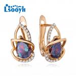 LSOOYH Clip K&otilde;rvar&otilde;ngad Roosa kullav&auml;rvi Moodne k&otilde;rvar&otilde;ngas Naistele Geomeetria Cubic Zirconia Stud K&otilde;rvar&otilde;ngad Ehted A