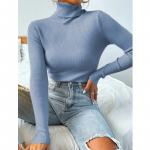 S&uuml;gistalvine naiste kootud soliidne kilpkaelusega kampsun, vabaaja ribidega džemprid, naiste pulloverriided M