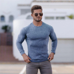 Muscleguys kevad- ja s&uuml;giskootud j&otilde;usaalir&otilde;ivad Meeste Fitness Slim Fit Sport pikkade varrukatega T-s&auml;rk Mood Topid XXL sinine