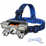 5 LED-esilatern koos sisseehitatud 18650 akuga USB-laetav kaasaskantav taskulambi latern v&auml;litingimustes veekindel matkap&uuml;&uuml;gi esituli sinine