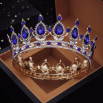 Barokkmustast kristallist pulmakroon-juukseehted Pruudi peakate Kuninganna pruudi tiaarade ringikujuline diadeem peopea kaunistuste jaoks