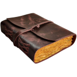 Nahast ajakiri meestele - Nahast k&ouml;ites ajakiri - K&auml;sitsi valmistatud antiikne deckle paber - Nahast visandivihik 8 x 5.7 in pruun