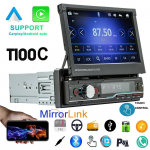 1 Din Carplay raadio Autoheli Android-Auto Bluetooth Stereo vastuv&otilde;tja Mirrorlink MP5 Dual USB 7  puuteekraaniga peaseade T100C must