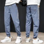 Kevad uus imitatsioon denimkangast Meeste vabaaja p&uuml;ksid Meeste noorte Hongkongi stiilis lahtised retuusid 4XL