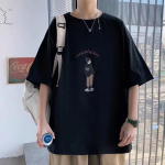 Meeste l&uuml;hikeste varrukatega T-s&auml;rgid Graafilise tr&uuml;kiga kirjaga Poolvarrukatega T-s&auml;rgid Pullover T-s&auml;rk Juhuslik T-s&auml;rk Meeste Korea Vabaaja Kaela Retro Topid M must
