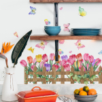 Multifilmid Taimed Lilled Tulbid Liblikakleebised, Taustaga ruumikaunistuse seinakleebised