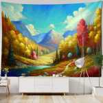 Maastiku&otilde;limaal tr&uuml;kitud gobel&auml;&auml;n kodu seinakaunistus Bohemian Dream Forest seinale riputatud sisekunsti kaunistamiseks 95x73cm