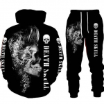 Punk Skull 3D Prindiga meeste kapuutsiga dressipluusi komplekt s&uuml;gisene ja talvine meeste spordir&otilde;ivaste spordidress, suures suuruses meeste r&otilde;ivaste &uuml;likond XS