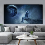 Usaldusv&auml;&auml;rne kunst salap&auml;rane p&auml;ikeses&uuml;steemi maa ja astronautide l&otilde;uendi maalimine seinakunsti pilt elutoa kodukaunistuseks Cuadros 20cm&times;40cm No Frame