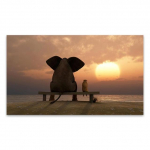 Elevandimaalimine loomade p&auml;ikeseloojang armastus seinakunst l&otilde;uendimaal plakati tr&uuml;kkimine elutoa kaunistus maali raamita pilt 20cm&times;40cm NoFrame