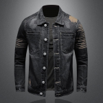 Shangxin+Heavy Embroidery Retro must meeste teksamantel Moodne teksajakk Meeste 2XL must