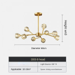 Elutuba S&ouml;&ouml;gituba Kaasaegne minimalistlik valgus Luksuslik valgustus Magamistuba Magic Bean Crystal Molecular Light 9 Headlights kuld