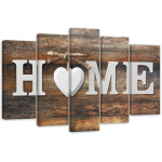 Viieosalise pildiga l&otilde;uenditr&uuml;kk Home Heart Inscription Brown 100x70 pruun