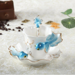 Tere, 200 ml Creative Ceramic 3D Goldfish Coffee Cups Komplekt emailiga portselanist teepiimatops Bone China tassid sinine
