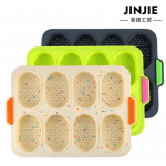 8 lahtrit Prantsuse leivak&uuml;psetusvorm Mini baguette k&uuml;psetusplaat Kr&otilde;beda leiva Mittenakkuv alus Prantsuse leivavorm ja -plaadid 8 cells beež