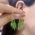 Korea trendi tsirkoonlehtedest rippuvad k&otilde;rvar&otilde;ngad naistele Uued moes isikup&auml;ra peo ehted aksessuaarid roheline