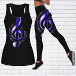 Crystal Purple Note Print Jooga komplekt naistele Mood Treening Retuusid Fitness Sport Vabaaja joogap&uuml;ksid XS