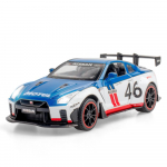 1/24 Scale Nissan GTR Diecast automudeli m&auml;nguasi, tagasit&otilde;mmatav m&auml;nguasi koos heli ja valgusega lastele V&auml;ikelapse poistele T&uuml;drukutele Kingikogu 1/24-19.8x8.5x6cm valge