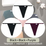 FINETOO 3TK/komplekt &Otilde;mblusteta puuvillased stringid, Reguleeritav madala v&ouml;&ouml;kohaga naiste stringid Seksikad T-seljaga naiste bikiinipesu G-String pesu S