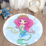 Mermaid Unicorn HD Prinditud &uuml;mmargune vaip elutuppa Vaibad Telkimismatid Piknikumatid Flanell Libisemisvastane Vaip Joogamatt V&otilde;&otilde;rad asjad 120cm x 120cm