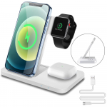 3-&uuml;hes juhtmevabad laadijad alus iPhone 14 13 12 11 Xs Xr X 8 20w kiirlaadimisjaam Apple Watchi 7 6 Airpods Pro Iwatch jaoks Style B valge