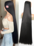 Aosiwig s&uuml;nteetiline &uuml;lipikk sirge 100 cm 5 juuksepikendusega klambriga naturaalsed juuksed mustad blondid v&otilde;ltsjuuksed naistele 20inches-50cm