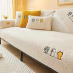 Talvise sooja lambaliha samet diivanir&auml;tik Nordic Thick Plush libisemiskindel diivani kate elutuppa L-kujulised sektsioonilised diivanikatted 70x70cm 1pc beež