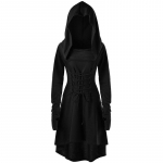 Naiste Cosplay kost&uuml;&uuml;mid Kapuutsiga hommikumantel, pits, vintage pullover, pikk kapuutsiga kleit, mantel Halloweeni pidu XXXL must