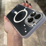 Luksuslik l&auml;bipaistev Magsafe magnet&uuml;mbris IPhone 15 Pro Max 14 13 12 juhtmevaba laadimisega klaasist objektiivi kaitse akr&uuml;&uuml;l p&otilde;rutuskindel kate For iPhone 12Pro Max sinine