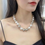 Elegantne ehe, klassikaline temperament pulmakaelakee suur Shell p&auml;rlikett naistele 40CM valge