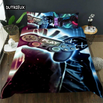 M&auml;ngupuldi tekikatte komplekt Juvenile Hand Skeleton Gamepad Twin voodipesu komplekt Teismelistele poistele Kolju M&auml;ngija Queen Size Pol&uuml;esterst tekikate EU single(135x200cm)
