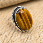 Tiger's Eye kalliskivist k&auml;sitsi valmistatud 925 sterlingh&otilde;bedast imeline ehtes&otilde;rmus 4 kollane