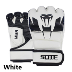 T&auml;iskasvanute poksi pools&otilde;rmega kindad Muay Thai kindad V&otilde;itlustreeningu kaitsevarustus Sanda Fitnessi poksikoti kindad valge