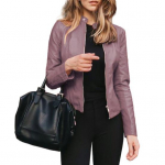 Naiste s&uuml;gisene kevadjope, sile kunstnahast &uuml;hev&auml;rviline lukuga, pikkade varrukatega tuulekindel aluskrae, &otilde;huke sobiv naiste mootorrattamantel 3XL kollane